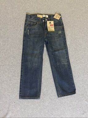 Levi's 514 Boys Size 5 Slim Straight Dark Blue Jeans w/ Adjustable Waistband NWT
